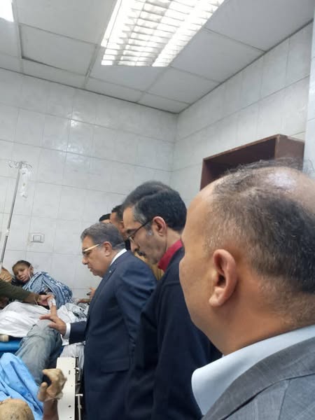 مرزوق يتابع المصابين في حريق فرن الصاوي من مستشفى الطوارئ وينتقل معهم إلى مستشفى الحروق والتجميل