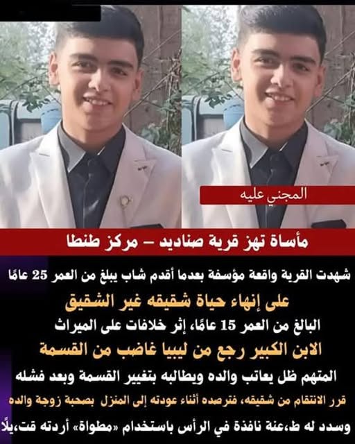 شاب يقتل شقيقه بسبب الميراث في الغربية
