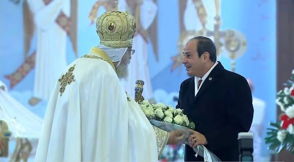 الرئيس السيسي يقدّم التهنئة للبابا تواضروس الثاني بكاتدرائية السيد المسيح بالعاصمة الإدارية الجديدة