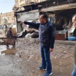 رئيس المركز والمدينه يتفقد أعمال إزالة آثار حريق منافذ البيع بشارع بورسعيد القبلي بمنوف